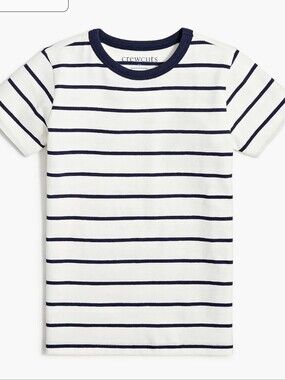 Crewcuts White & Navy Striped Short Sleeve Tee